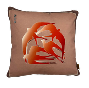 Swallows Wheel in Coral & Dusky Pink on Linen Cotton